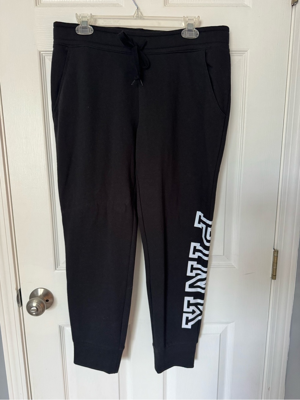 PINK Victoria's Secret Black Sweatpants with Logo Tag